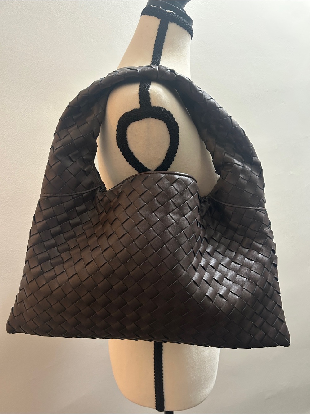 Woven Faux Leather Handbag